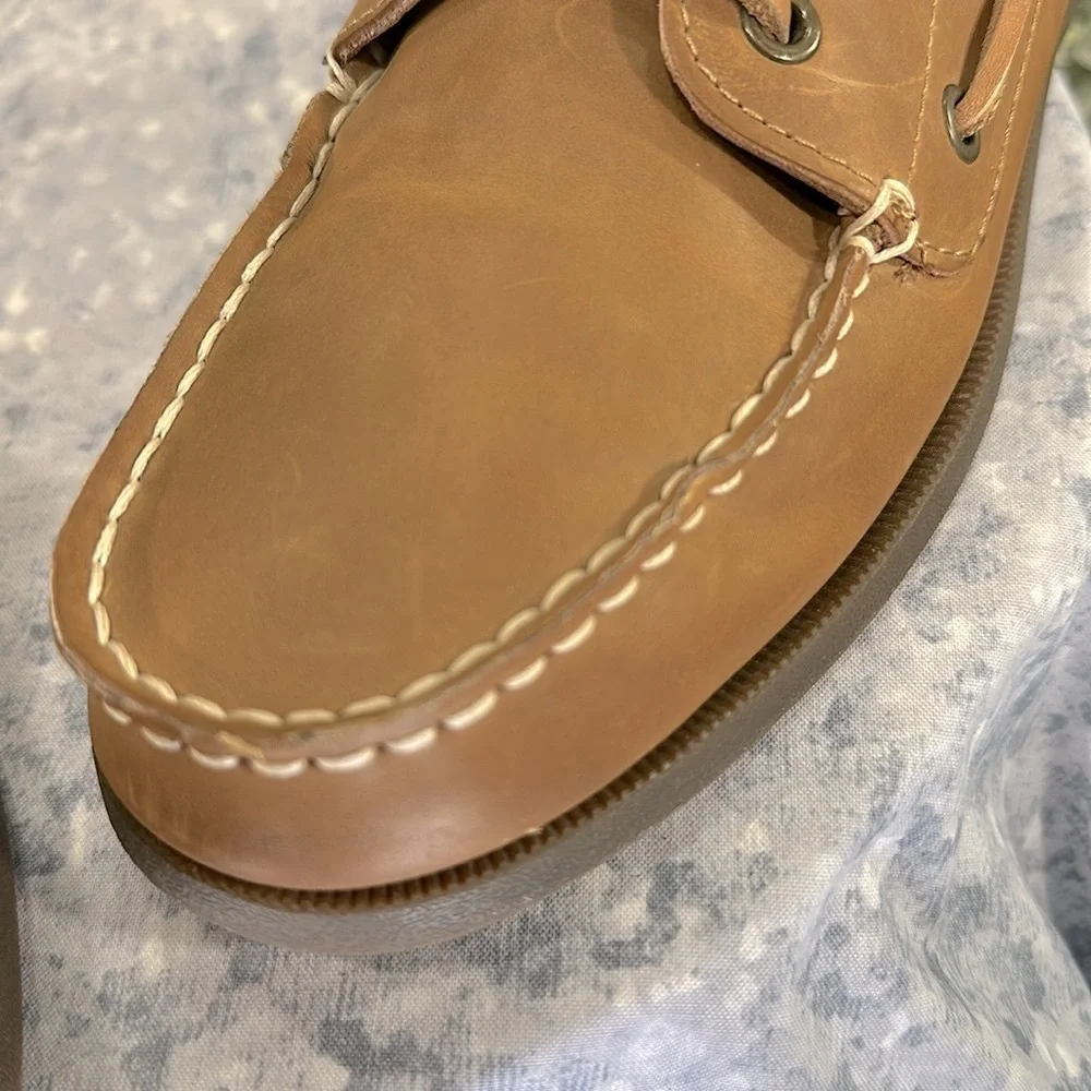 TOMMY HILFIGER “Bowman” Tan Leather Classic 2-Eye Boat Shoes Mens 7M🤎VGUC - Picture 11 of 12